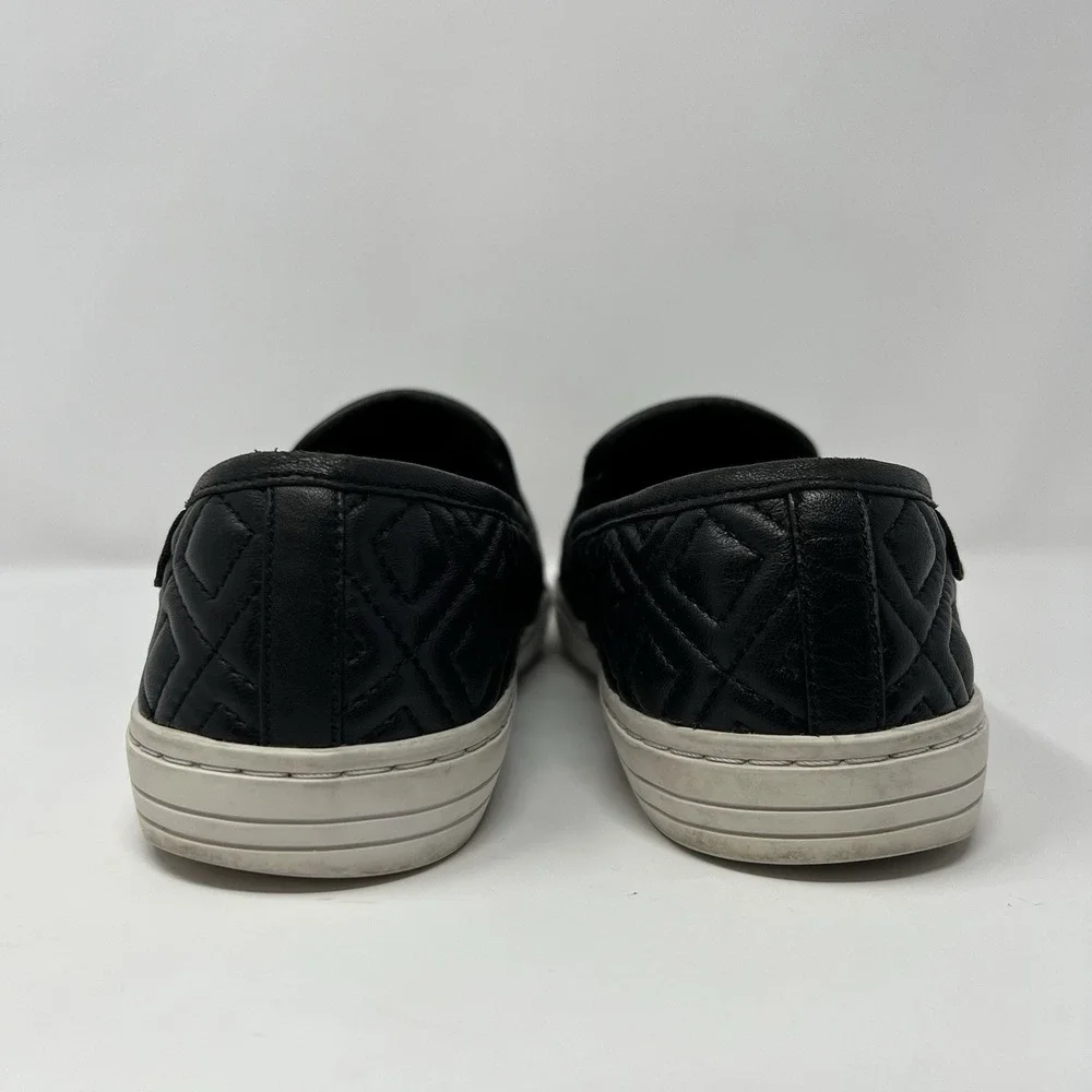 Tory Burch Jesse Quilted Napa Leather Sneaker Black Gold Logo Size‎ 6.5
